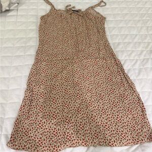 Brandy Melville Floral Spaghetti Strap Sundress in Cream and Red